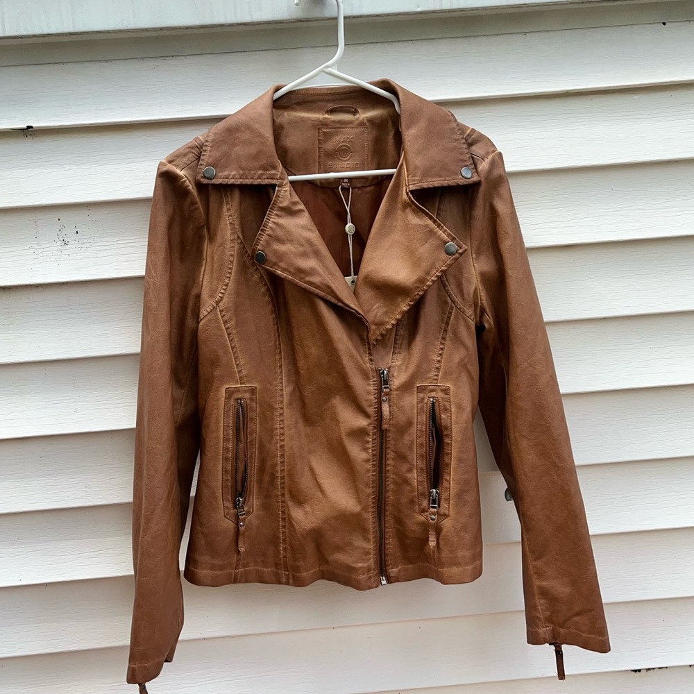 Max Studio Leather Biker Jacket-NEVER WORN
